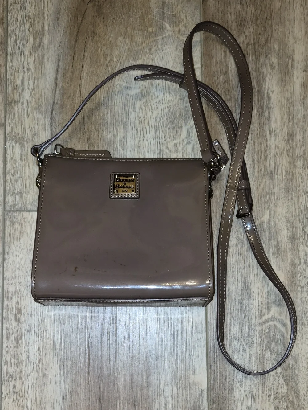 Dooney & Bourke Taupe Patent Crossbody Bag